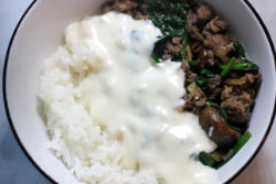 Picture of Alfredo Pork and Mushroom Rice Bowl.